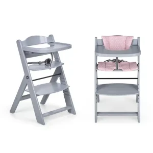 Chaise haute évolutive en bois gris – MS