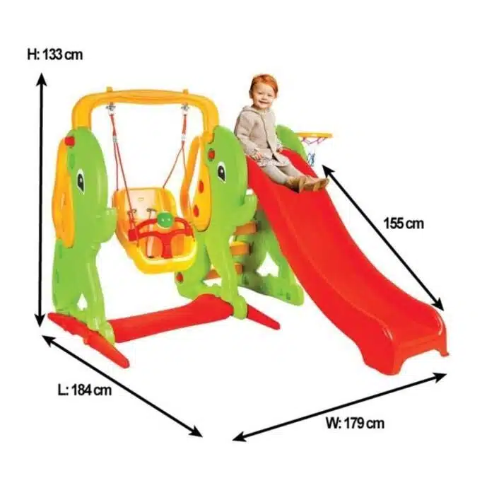 Balançoire et toboggan en forme d’éléphant – Pilsan – Image 2