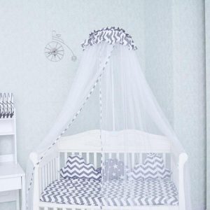 Ciel De Lit Bébé Gris Et Blanc