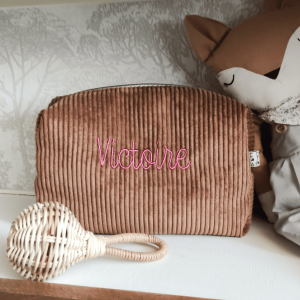Trousse de toilette velours côtelé Camel