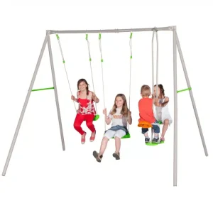 Portique métallique 2 balançoires + 1 vis-à-vis Axion Louise – Trigano Jardin