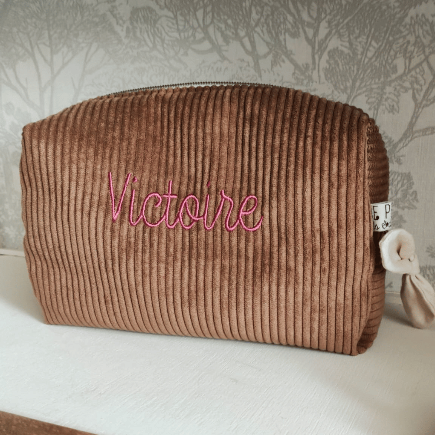 Trousse de toilette velours côtelé Camel – Image 2